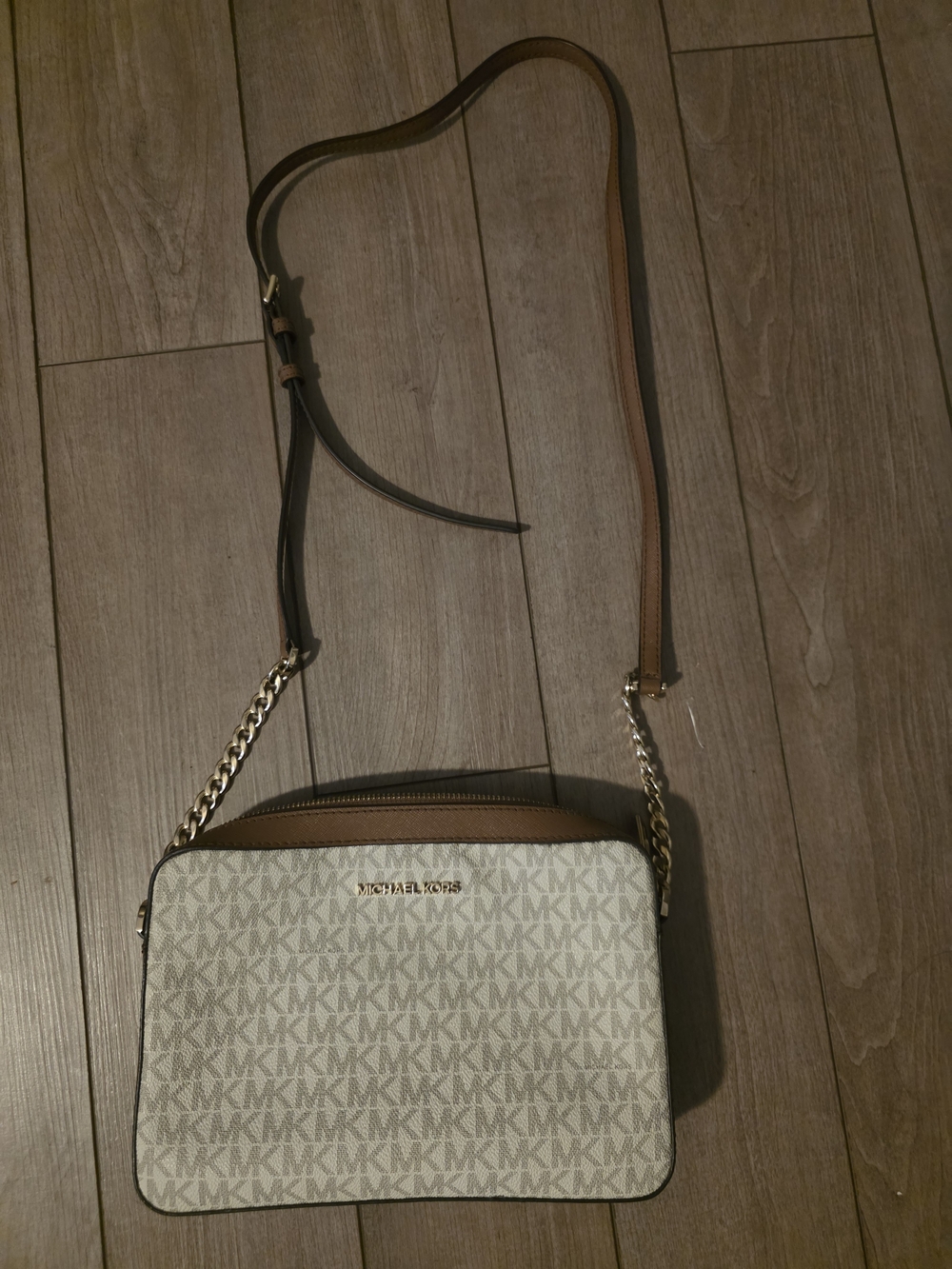 Michael Kors Jet Set Signature Small Crossbody Bag in Vanilla Brown